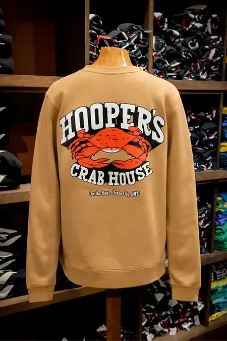 Hooper's branded sweatshirt