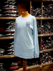 Front of Hooper's Crab House logo long sleeve t-shirt