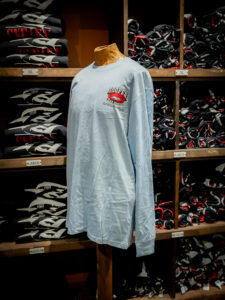 Front of Hooper's Crab House logo long sleeve t-shirt
