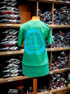 Back of sneaky Pete short sleeve t-shirt green