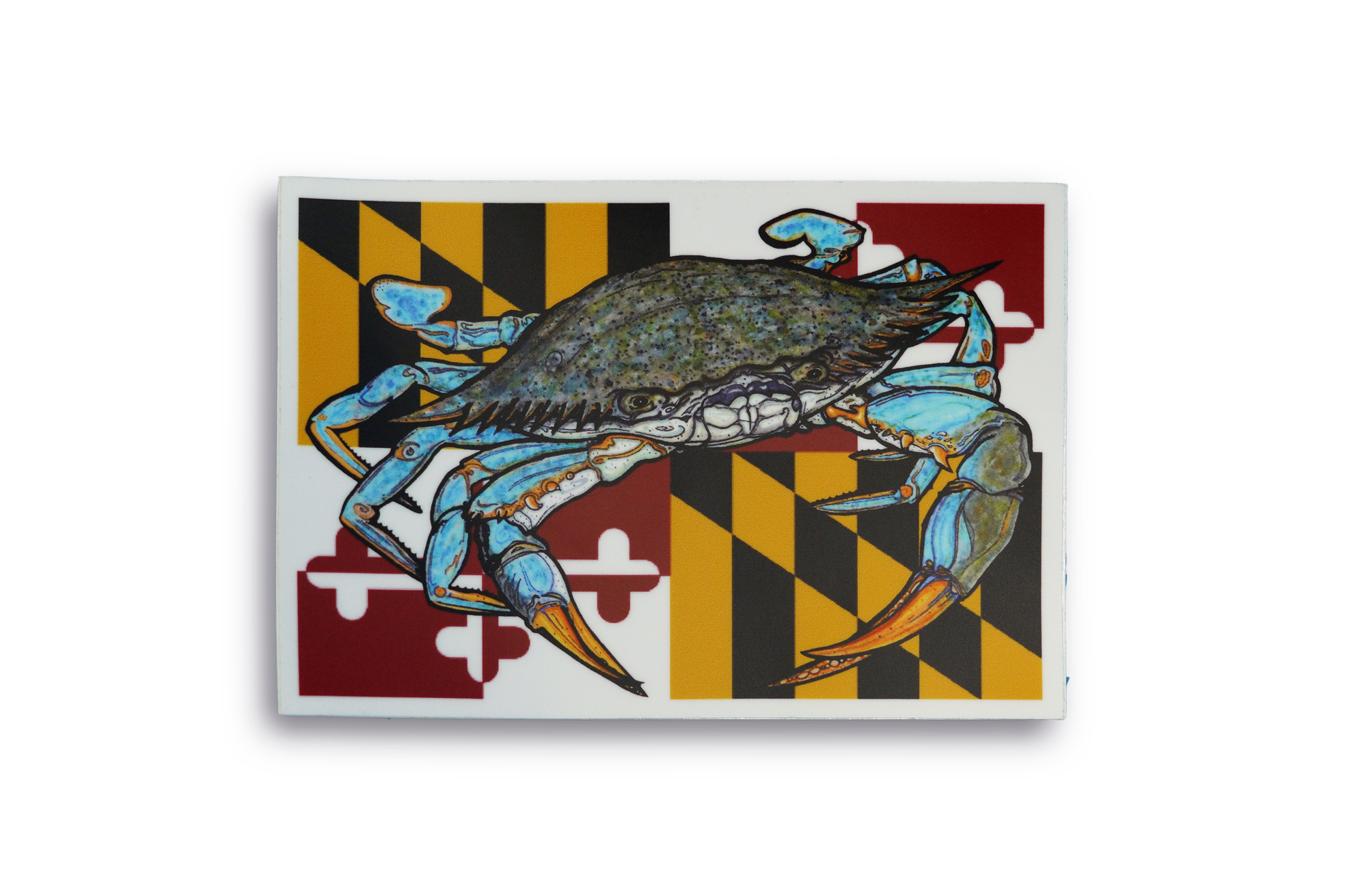 Maryland Flag Blue Crab Sticker, Ocean City MD Crab House