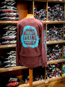 Back of Sneaky Pete's long sleeve t-shirt