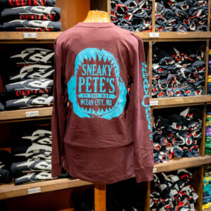 Back of Sneaky Pete's long sleeve t-shirt