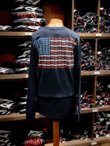 Back of Hooper's American Flag long sleeve tee